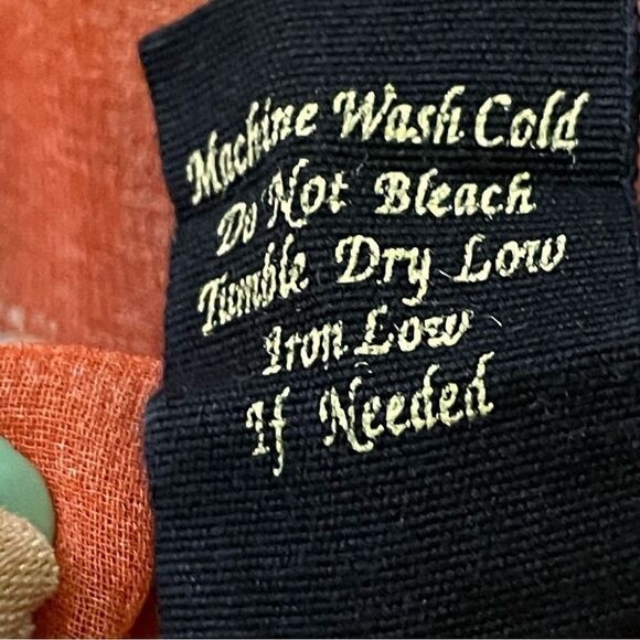 Edge Lightweight Sheer Printed Sleeveless Blouse Orange Blue Cream Size Large - Picture 8 of 12